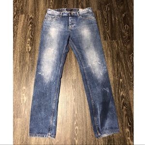 Pull & Bear Mens slim straight Distressed Jeans 34